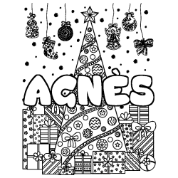 Coloración del nombre AGNÈS - decorado árbol de Navidad y regalos