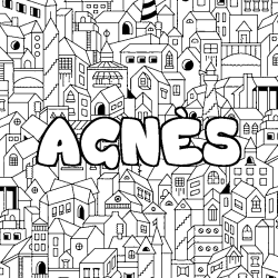 Coloración del nombre AGNÈS - decorado ciudad