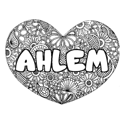 Coloración del nombre AHLEM - decorado mandala de corazón