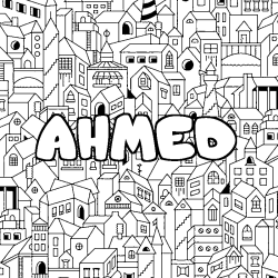 Coloración del nombre AHMED - decorado ciudad