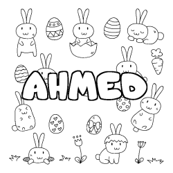 Coloración del nombre AHMED - decorado Pascua