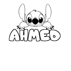 Coloración del nombre AHMED - decorado Stitch