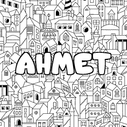 Coloración del nombre AHMET - decorado ciudad