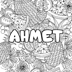 Coloración del nombre AHMET - decorado mandala de frutas