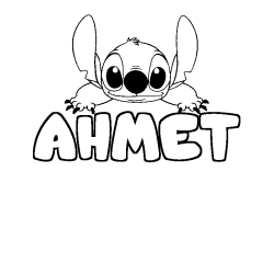 Coloración del nombre AHMET - decorado Stitch