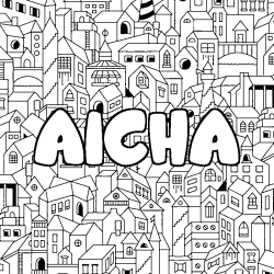 Coloración del nombre AICHA - decorado ciudad