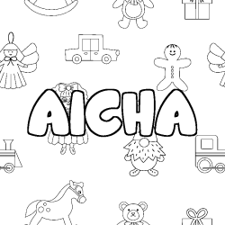 Coloración del nombre AICHA - decorado juguetes