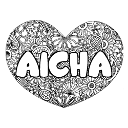Coloración del nombre AICHA - decorado mandala de corazón