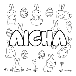 Coloración del nombre AICHA - decorado Pascua