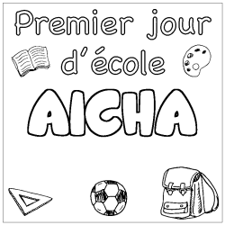 Coloración del nombre AICHA - decorado primer día de escuela