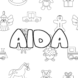 Coloración del nombre AIDA - decorado juguetes