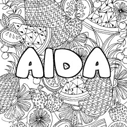Dibujo para colorear AIDA - decorado mandala de frutas