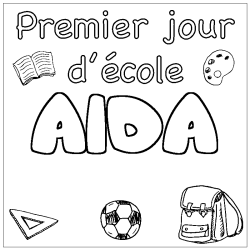 Dibujo para colorear AIDA - decorado primer d&iacute;a de escuela