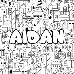 Coloración del nombre AIDAN - decorado ciudad