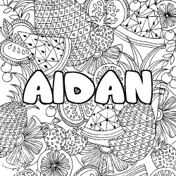 Coloración del nombre AIDAN - decorado mandala de frutas