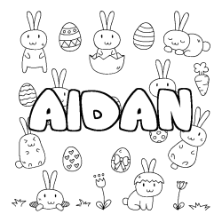 Coloración del nombre AIDAN - decorado Pascua