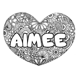 Coloración del nombre AIMÉE - decorado mandala de corazón