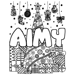 Coloración del nombre AIMY - decorado árbol de Navidad y regalos