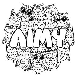 Coloración del nombre AIMY - decorado búhos