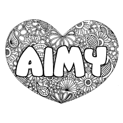 Coloración del nombre AIMY - decorado mandala de corazón