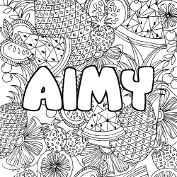 Coloración del nombre AIMY - decorado mandala de frutas