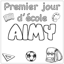 Dibujo para colorear AIMY - decorado primer d&iacute;a de escuela