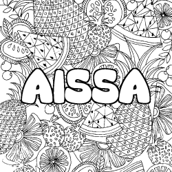 Coloración del nombre AISSA - decorado mandala de frutas