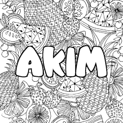 Coloración del nombre AKIM - decorado mandala de frutas