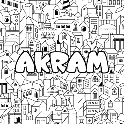 Coloración del nombre AKRAM - decorado ciudad