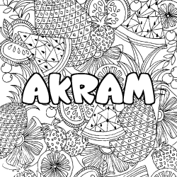 Coloración del nombre AKRAM - decorado mandala de frutas