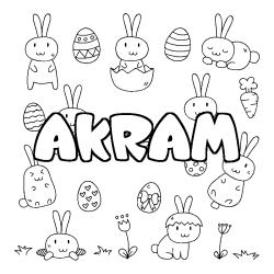 Coloración del nombre AKRAM - decorado Pascua