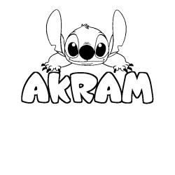 Coloración del nombre AKRAM - decorado Stitch