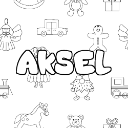 Coloración del nombre AKSEL - decorado juguetes