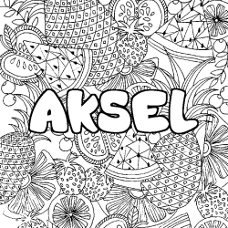 Coloración del nombre AKSEL - decorado mandala de frutas