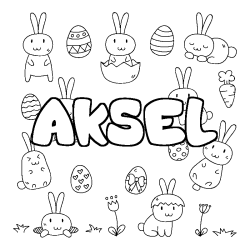 Coloración del nombre AKSEL - decorado Pascua