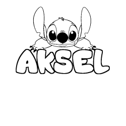 Coloración del nombre AKSEL - decorado Stitch