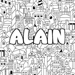 Dibujo para colorear ALAIN - decorado ciudad