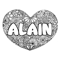 Dibujo para colorear ALAIN - decorado mandala de coraz&oacute;n