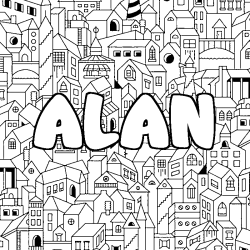 Coloración del nombre ALAN - decorado ciudad