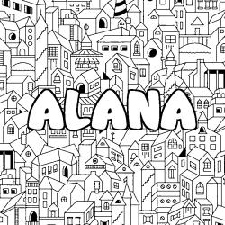 Coloración del nombre ALANA - decorado ciudad