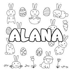 Coloración del nombre ALANA - decorado Pascua