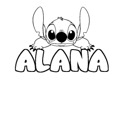 Coloración del nombre ALANA - decorado Stitch