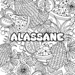 Coloración del nombre ALASSANE - decorado mandala de frutas