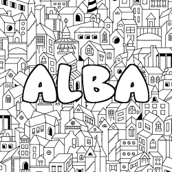 Dibujo para colorear ALBA - decorado ciudad