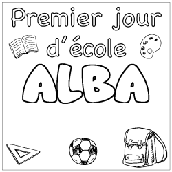 Dibujo para colorear ALBA - decorado primer d&iacute;a de escuela