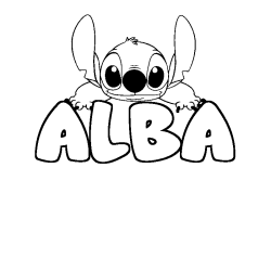 Coloración del nombre ALBA - decorado Stitch