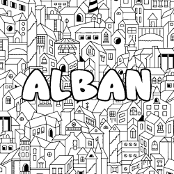 Dibujo para colorear ALBAN - decorado ciudad