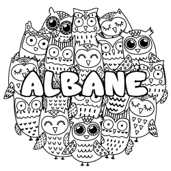 Coloración del nombre ALBANE - decorado búhos