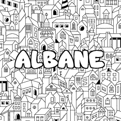 Coloración del nombre ALBANE - decorado ciudad