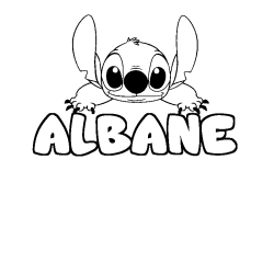 Coloración del nombre ALBANE - decorado Stitch